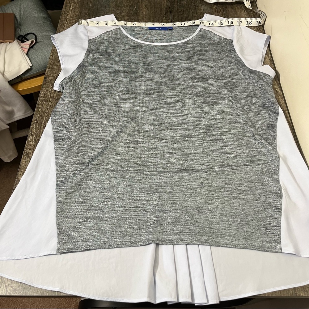 Apt. 9 Gray and Blue High-Low Tee, Size L - Picture 7 of 10